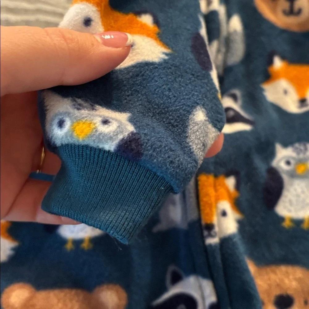 Fleece Place Blue Animal Print Kids Footie
